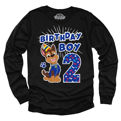 Paw Patrol Chase 2nd Birthday Long Sleeve T-Shirt - Gift for 2 Year Old Boys and Toddler Kids - Main Image