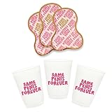 24 Pcs Same Penis Forever Bachelorette Party Cups & Plates by Stag & Hen | Custom Personalized Drinkware Tableware for Cute Classy Theme Bridal Shower, Engagement Party | Gifts, Favors, Decor
