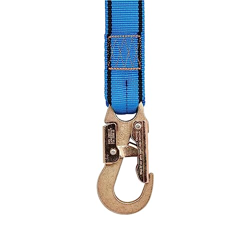 Image of Tractel C003K - Phoenix 3 ft. (.9 m) Shock-Absorbing Safety Lanyard with 3 /4 in. OSHA ANSI Fall Arrest Protection Equipment self-locking snap hook - both ends - one leg, 3ft, Black /Blue