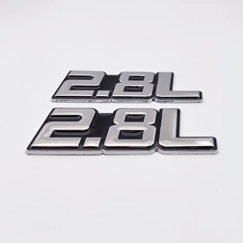 2X Metal 2.8L Logo Emblem Premium 3D 2.8 Badge Car Door Fender Sticker Side Wing Decal Auto Trunk Replacement For Universal Vehicle (2.8L,Silver&Black) #TOP7