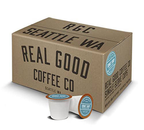 Real Good Coffee Company - Single Use Coffee Pods - Donut Shop Medium Roast Coffee - K-Cup Compatible Including Keurig 2.0 Brewers - Recyclable Cups And Packaging - 72 Count #TOP10