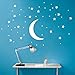 DXLING 50 Stars and Large Moon Wall Stickers for Kids Room Creative White Stars Baby Wall Decals Nursery Wall Art Decor Mural D857 (White)