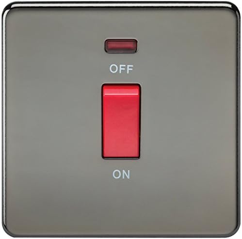 Knightsbridge SFR9000BN Twin Screwless 13A 2G Dp Switched Socket Nickel with Black Insert, 230 V