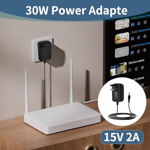 15V 2A Power Supply Adapter AC 100-240V 50/60Hz to DC Converter with 5.5mm x 2.1mm Jack for LED Strip Lights Wireless Router Speakers CCTV Monitor Electronic Keyboard Game Console cable 1m - Image 5