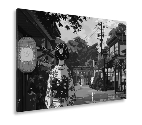 Impression sur toile Ruelle mystérieuse grand format 90x60 tableau décoration salon monochrome
