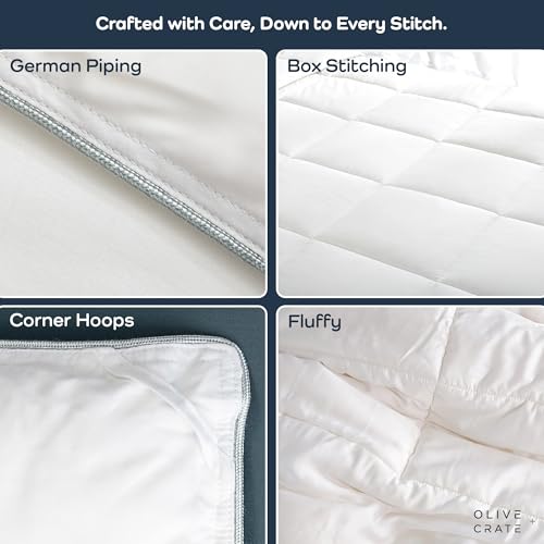 Olive + Crate California King Comforter & Duvet Insert 100% Viscose Derived from Bamboo Outer Shell - Hypoallergenic, Cooling & Moisture Wicking - All Season Lightweight Plush - White - 96\"x95\"