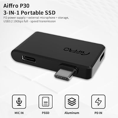 P30 3 in 1 Portable SSD, Supports ProRes/Microphone, with PD interface, Up to 1000MB/S, Compatible With iPhone 15/16 (pro max and above) And Android Phone, Designed Exclusively For The Profession