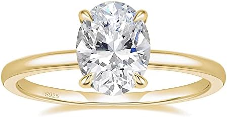 EAMTI 3CT 925 Sterling Silver Engagement Rings Oval Cut Solitaire Cubic Zirconia CZ Wedding Promise Rings for Her Wedding Bands for Women Size 3-11