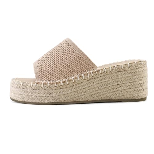 Sandales espadrilles compensées à bout ouvert style bohème chic