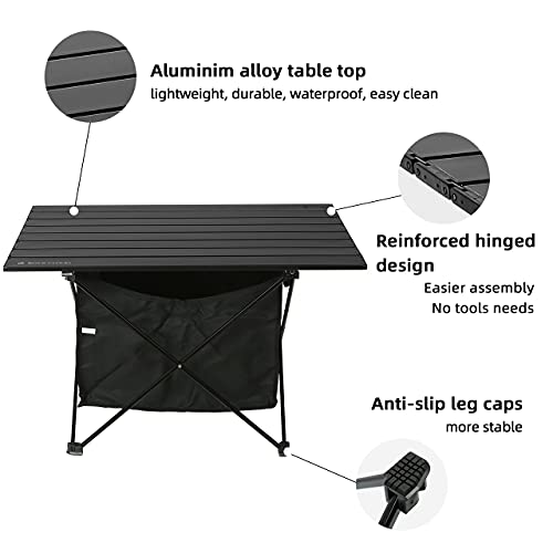 Rock Cloud Portable Camping Table Ultralight Aluminum Camp Table With Storage Bag Folding Beach Table For Camping Hiking Backpacking Outdoor Picnic, Size L #TOP3