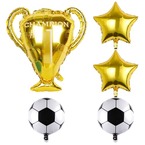 HDGSAFD 5 Stücke Aluminium Filmballons, Star Football Trophy Balloons, Fußball -Champion -Party -Ballondekoration, Fußballspiel -Ballon -Set, Kindergeburtstagsfeier. HDGSAFD 5 Stücke Aluminium Filmballons, Star Football Trophy Balloons, Fußball -Champion -Party -Ballondekoration, Fußballspiel -Ballon -Set, Kindergeburtstagsfeier.