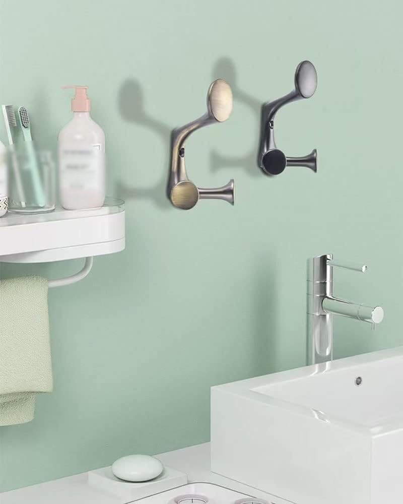 Ganchos para abrigos, Ganchos para perchas, Gancho de pared de metal resistente for mochilas de niños, ganchos negros de doble punta, gancho for abrigos de interior for colgar toallas de baño, llaves,