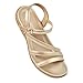 SERASTAR Flat Sandals for Women Dressy - Gold Size 7 Ankle Strap Summer Sandals - Comfortable Walking Cushioned Womens Flats Sandal