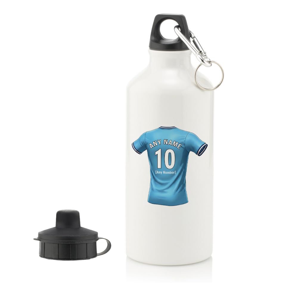 UNIGIFT Personalised Gift - Coventry Fan 600 ml Water Bottle (Blue Football Jersey Design) Custom Name Message - West Midlands CV6 Club