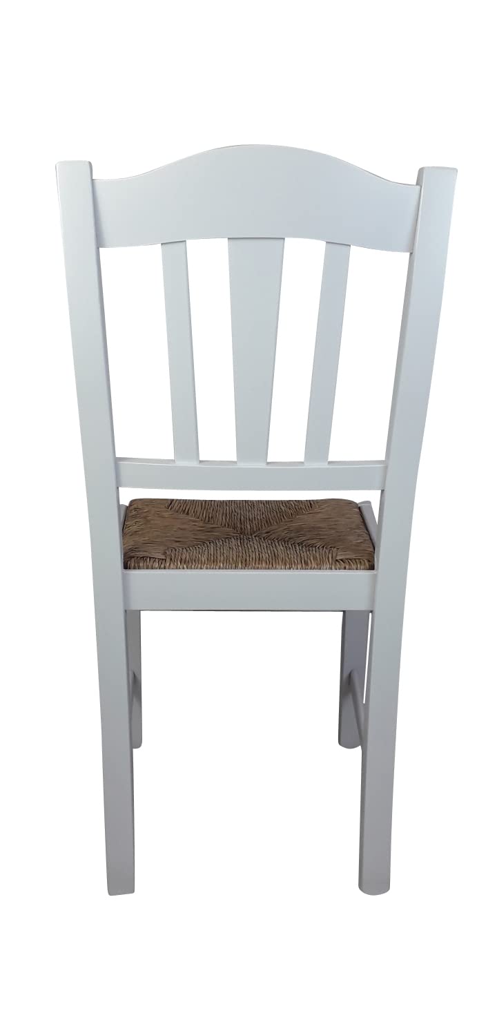Sedam Srl Sedia Silvana, in Legno Massello, Vari Colori e Sedute, Paglia Imbottita Ristorante Casa Cucina Sala da Pranzo Agriturismo 100% MADE IN ITALY, Ordine MINIMO 2 Pezzi (Laccato Bianco, Paglia)