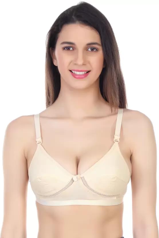 Wens Creation Women Solid Non-Padded | Seamed | Full Coverage Cotton Jali Everyday Bra