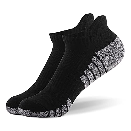 Horett 6 Pares de Calcetines Deportivos Tobilleros, Cálidos, Transpirables, Ligeros e Invisibles para Correr, Ciclismo, Maratón y senderismo. (Negra)