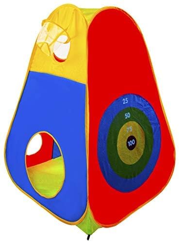 Elevon Play Tent & Activity Center, Pop-Up Indoor/Outdoor Fun with Target Games & Tunnels, Kids\' Ball Pits Playhouses Gift for Toddler Boys & Girls (Includes 4 Dart Balls)