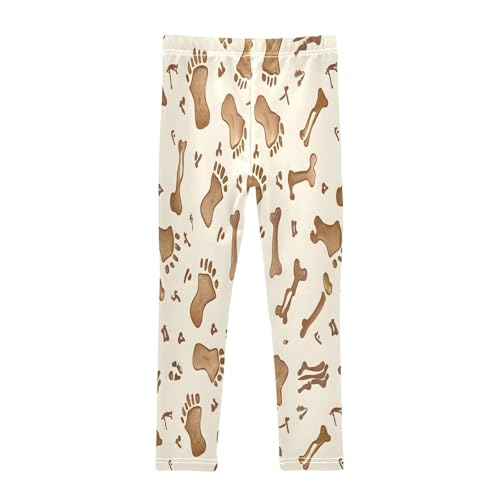 Toddler Girls Leggings Printed Yoga Pants Leggings Brown Footprints and Bones for Kids2