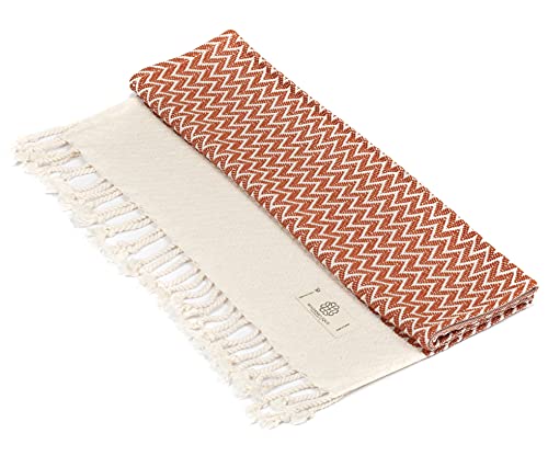 Madamelique Exclusive Hand Towels Set Of 2-18 X 40 Inches - Decorative Bathroom Peshtemal Towel For Hand, Face, Hair, Yoga, Tea, Dishcloth, Kitchen And Bath - 100% Pure Cotton (Terracotta) #TOP2