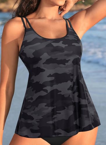 Image of Womens Flowy Tankini Tops Only - Modest Bathing Suit Loose Fit Swimsuit Swim Tops No Bottom 2025 (Available in Plus)
