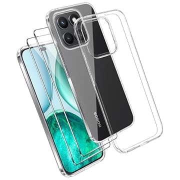 Effcotuo Custodia per Honor X8C Cover con 2 Pellicola Protettiva Vetro Temperato Case Trasparente Protettiva in Silicone TPU Custodia
