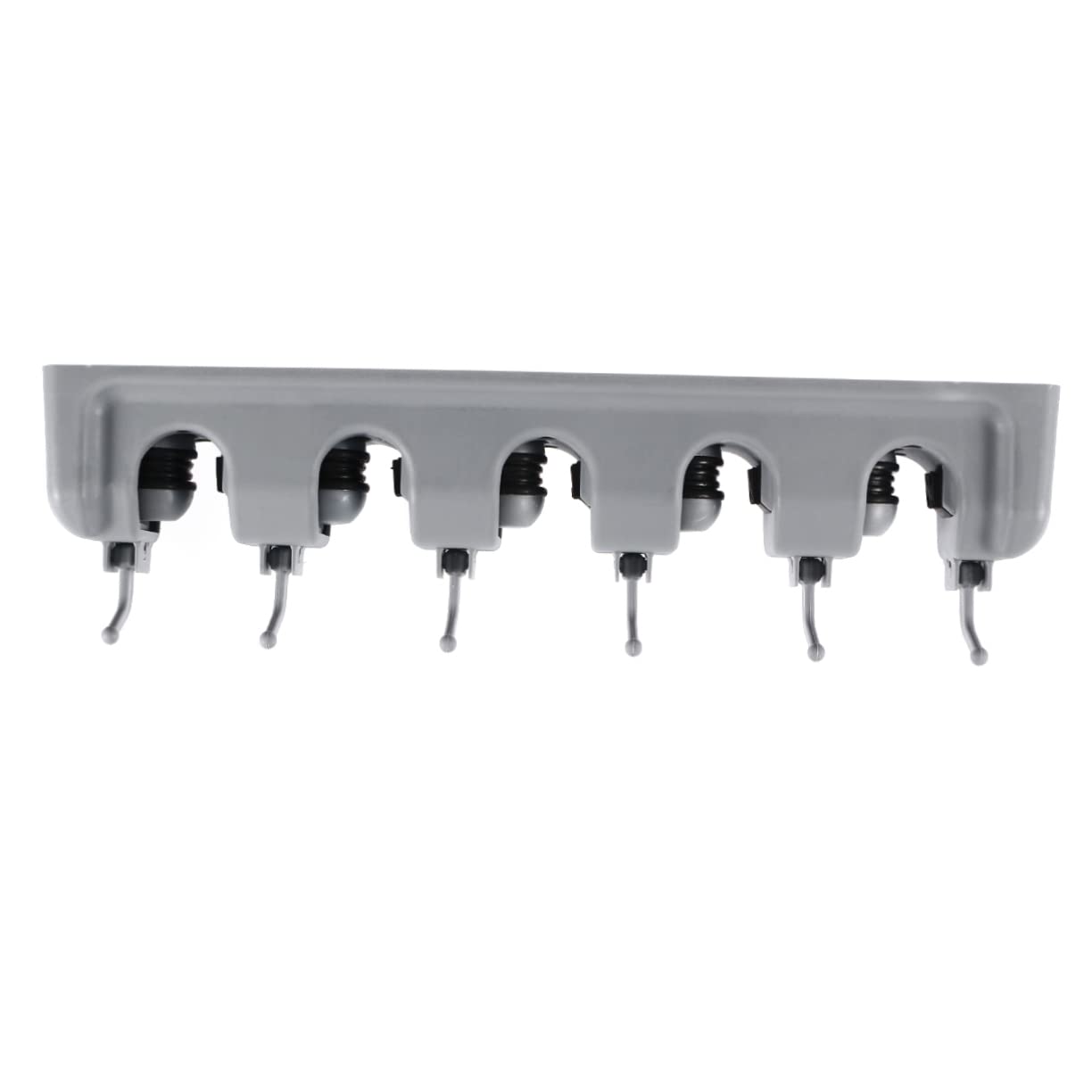 Sosoport Mop Holder Wall Mounted Storage Rack with Ball Slots Retractable Hooks Versatile Tool Organizer for Garage Garden Kitchen and Closet Grey