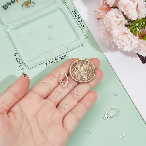 Ganchos para pendientes antipérdida Beebeecraft de plata 925 con base para dijes de palanca 3