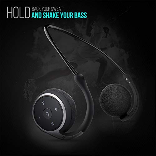 Image of B95 Small Bluetooth on Ear Headphones Wrap Around Head - Sports Wireless Headset with Built in Microphone and Crystal-Clear Sound, Foldable and Carried in the Purse, and 12-Hour Battery Life, Black