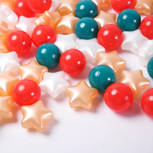 Heopeis Star Ball Pit Balls 100 200 500 for Toddlers Ball Pits - Ball Pit Ball Shapes for Boys Girls Fun, Pit Accessories Playhouse, Baby Kiddie Pool, Party Christmas Decoration