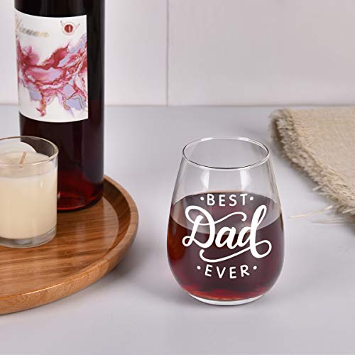 Best Dad Ever Stemless Wine Glasses, 15Oz Funny Dad Wine Glass For Dad Father New Dad Men Husband, Gifts For Father’s Day Birthday From Daughter Son Kids, Great Father’s Day Gifts #TOP1