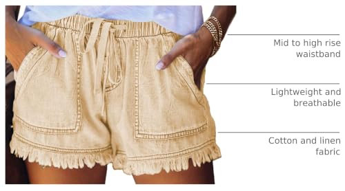 Image of YOCUR Womens Lightweight Shorts Casual Baggy Trendy Hot Pants Elastic Waist Drawstring Comfy Shorts