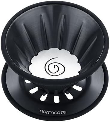 Normcore 2-in-1 Pour Over Coffee Dripper, Brews 1-2 Cups Coffee Brewer, Use Dual Brew Modes Cone or Flat-Bottom Paper Brewer, Titanium Coated 304 Stainless Steel, Black - Thumbnail 3