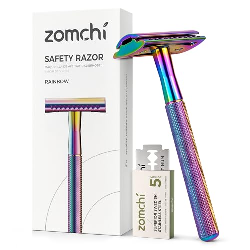 ZOMCHI Double Edge Safety Razor for Men & Women, Rainbow
