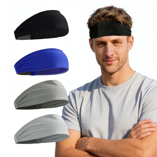 Image of Cooling Headbands for Men 4 Pack, Moisture Wicking Sweat Bands for Gym