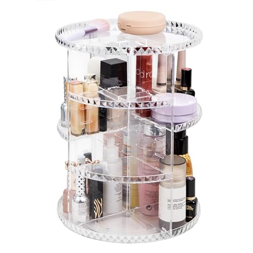 Lonian 360° Rotating Makeup Organizer, Adjustable Acrylic Cosmetic Storage