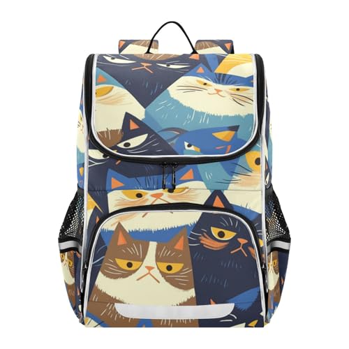 Mochila reflectante de gato mágico con compartimento portátil para niños