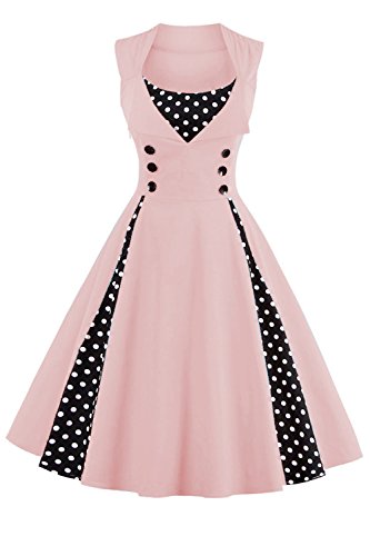 Babyonline Damen 1950 Marilyn Monroe Rockabilly großen Swing Kleid 2XL, Rosa