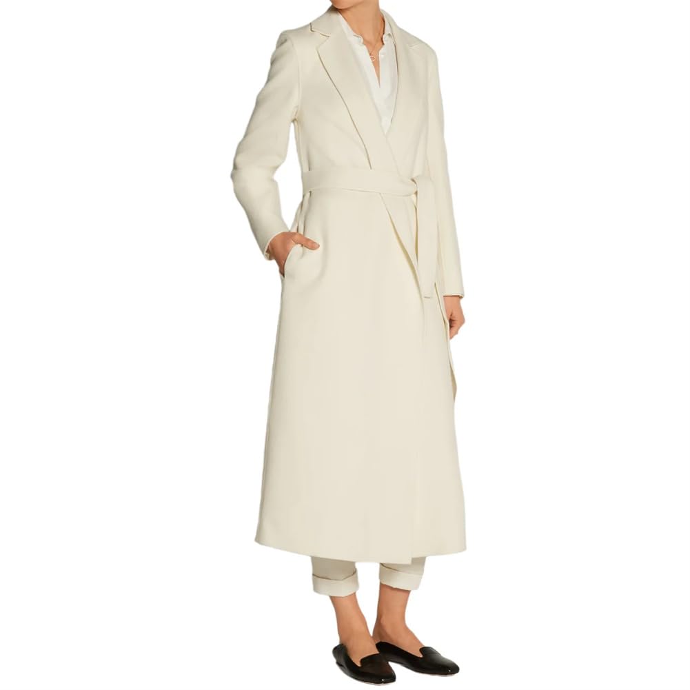 Vsadsau Abrigo largo de invierno X para mujer, abrigo de lana con cinturón de cintura ajustable, abrigos sólidos