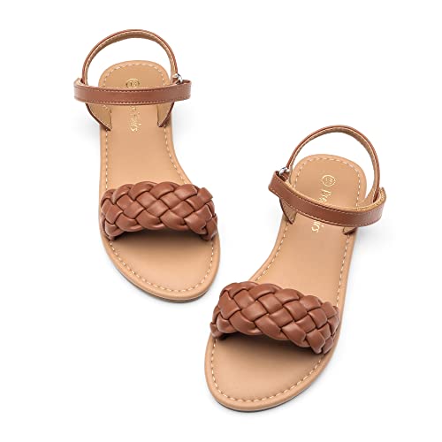 Image of DREAM PAIRS Girls Sandals Classic Open Toe Braided Flat Sandals Summer Dress Shoes