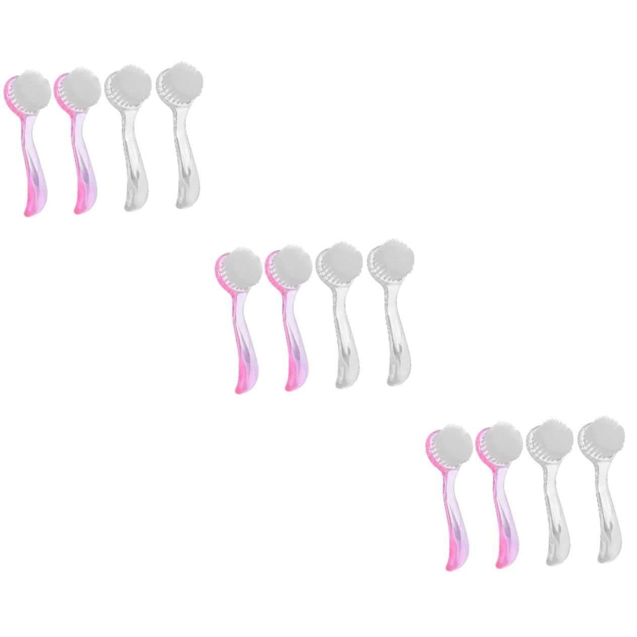 12pcs Handle Nail Brush with Cover Tip Nail Cleaner for Dust Removal Comfortable Grip for Fingernail and Toenail Care and Transparent Colors