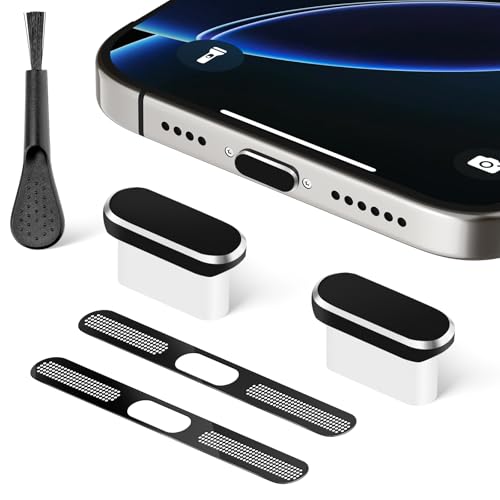 AILOVETECK USB C Dust Plug, Type C Plug Cover with Metal Speaker Cover Protector Sticker, USB C Port Coverfor iPhone 15/16/17 Series, Samsung Galaxy S24/S23/S22/S21/S20, Note 20/10, All USB C Devices