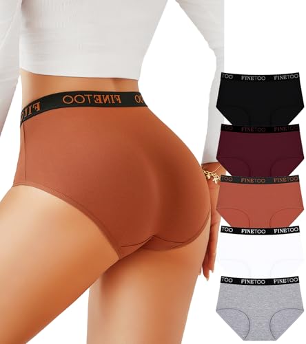 FINETOO Womens Underwear High Waisted Cotton Underwear for Women Soft Panties for Women Full...