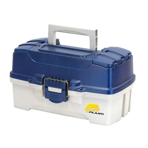Plano 2-Tray Tackle Box with Dual Top Access, Blue Metallic/Off White, Premium Tackle Storage, 620206, One Size