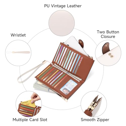 FALAN MULE Wallet Women Multi Card Slim Leather RFID Blocking Credit Card Holder Wallet Purse with Zipper Pocket3