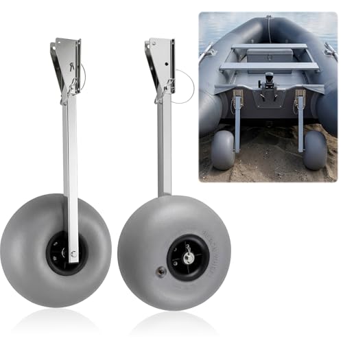 Teyva Daily Boat Launching Balloon Wheels 12 x 7 Inch Detachable Transom Dolly for Small Boats Stainless Steel Transom Dolly 600lbs Capacity 12in Inflatable Wide Tires for Sand Durable & Versatile