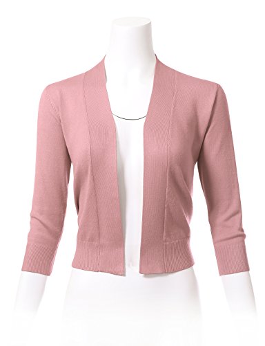 Image of Allsense Women's 3 /4 Sleeve Cropped Shrug Cardigan | Classic Bolero, Open-Front, Lightweight Soft Fine Knit Cover Up