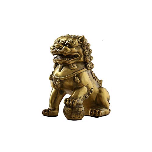 Statue de lion en laiton pur véritable objet décoration bureau