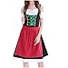 Produktbild Oktoberfest Kostüm für Damen karnevalskostüme Bierfest Spitzen Schürze Kleid Anzug ELegant Kurzarm Trachtenkleid Bayerische Retro Cosplay Festlich Ballkleid karnevalskostüme S rot