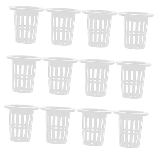 Milisten Cestini Idroponici da 50 Pezzi da 7 Pollici Rete Forata, in Plastica Resistente, per Coltivazione di Piante da Interno e Giardino Esterno, Colore Bianco